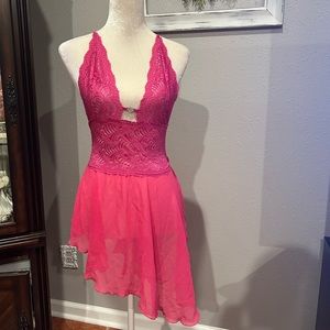 Hot pink slip dress